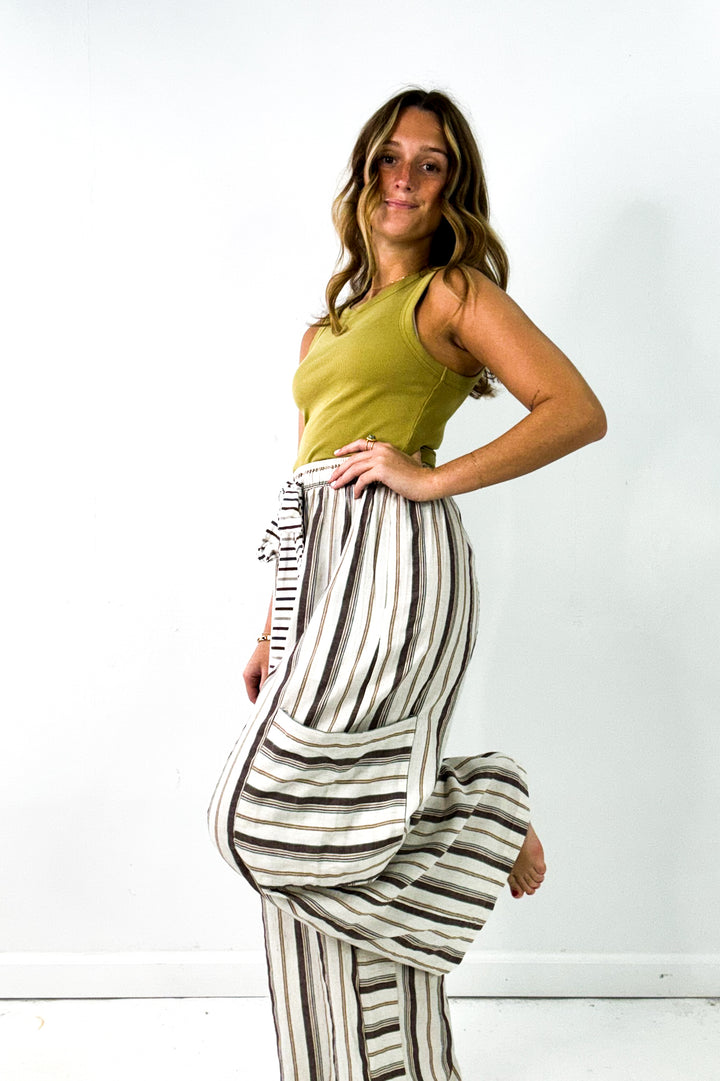 Striped Wide Leg Palazzo Pants