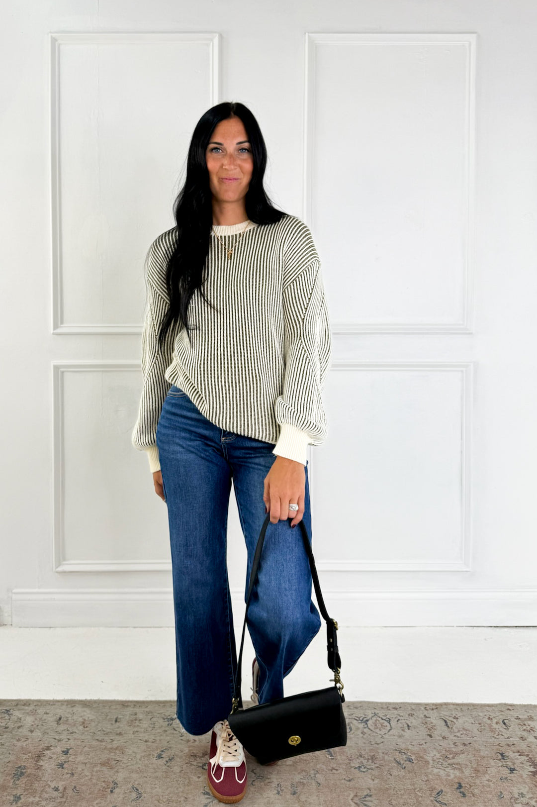Ribbed Knit Color Contrast Sweater