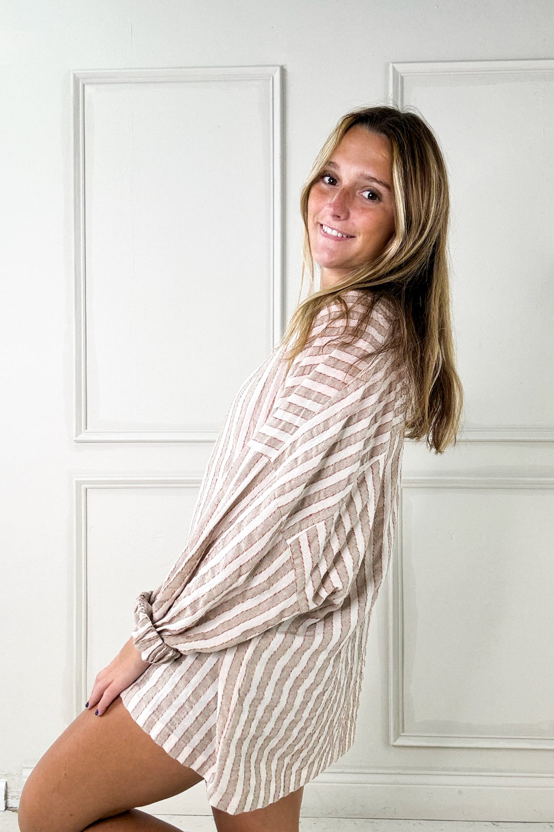 Open Front Kimono Style Long Sleeve Top