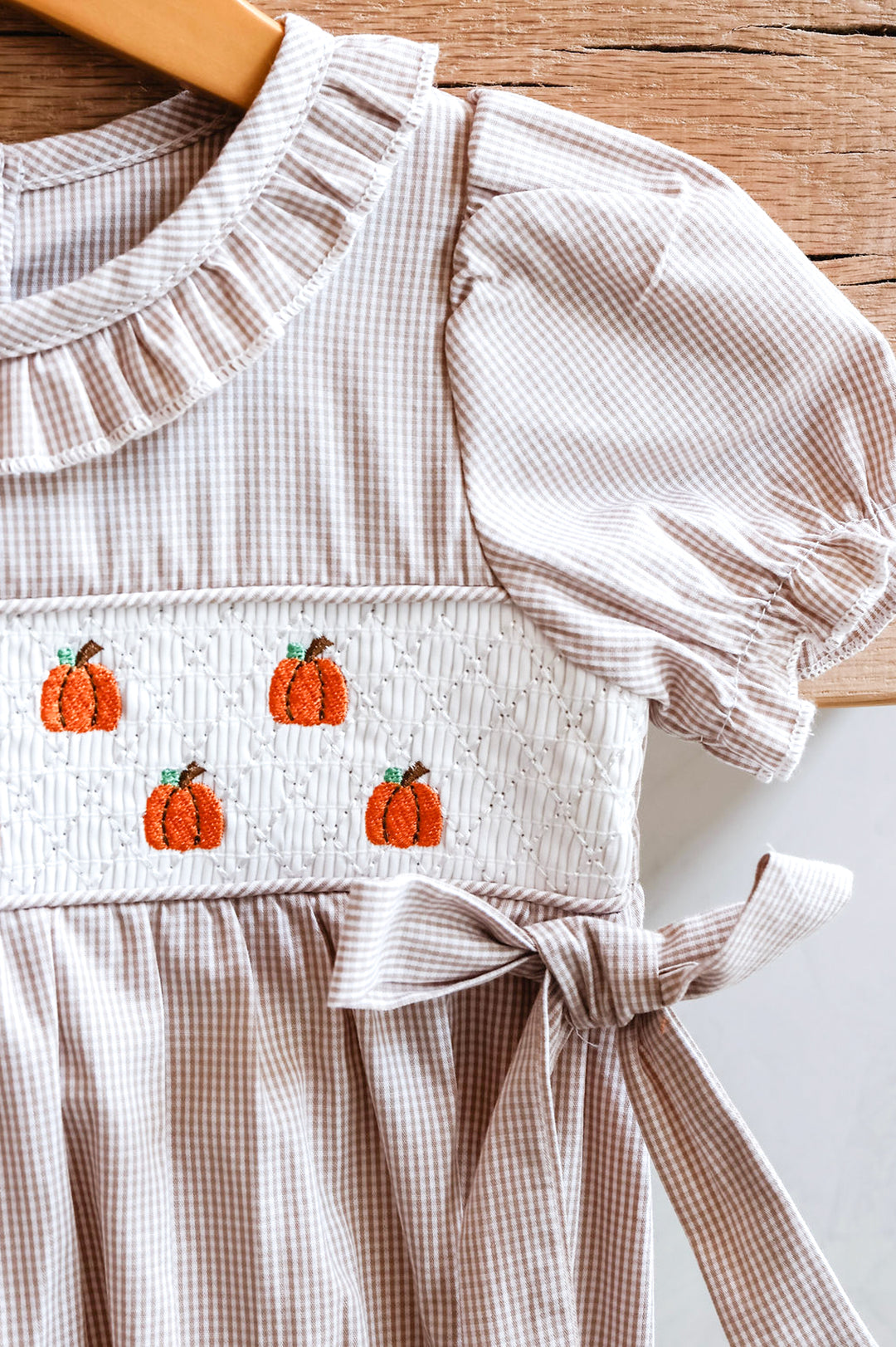 Baby Pumpkin Smocked Romper
