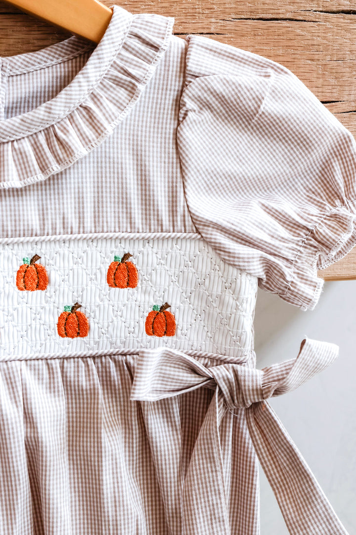 Baby Pumpkin Smocked Romper