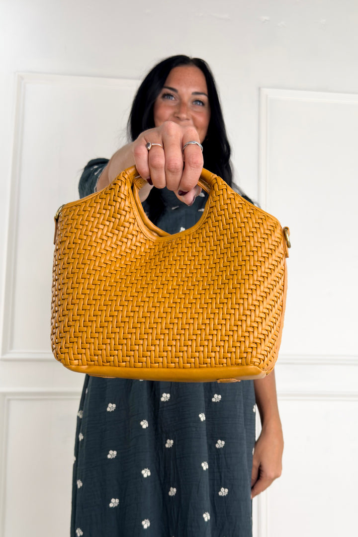 Anika Woven Tote Crossbody Bag