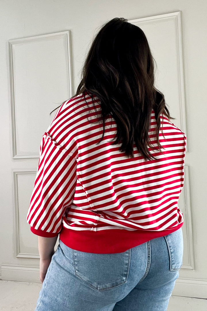 Striped 3/4 Sleeve Pullover Top
