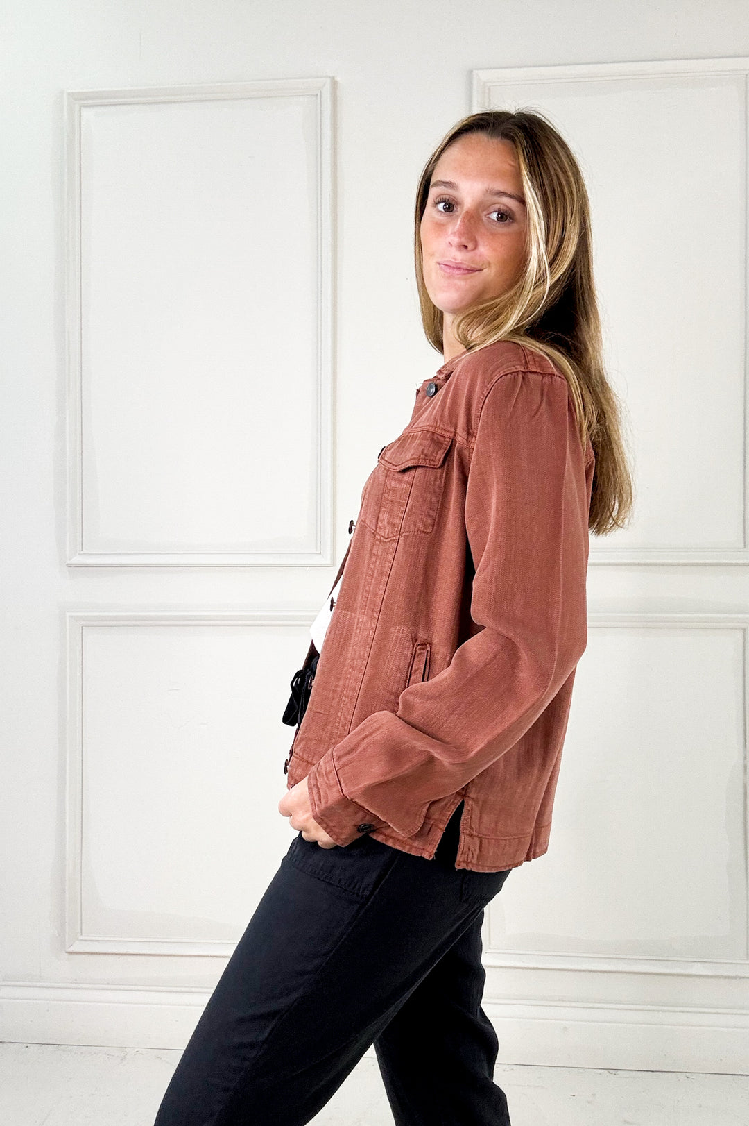 Thread & Supply Jackie Button Front Collared Denim Jacket