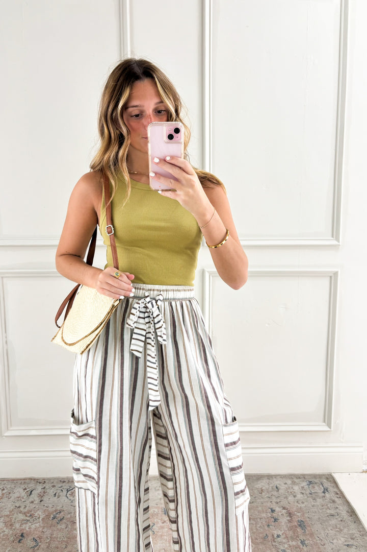 Striped Wide Leg Palazzo Pants