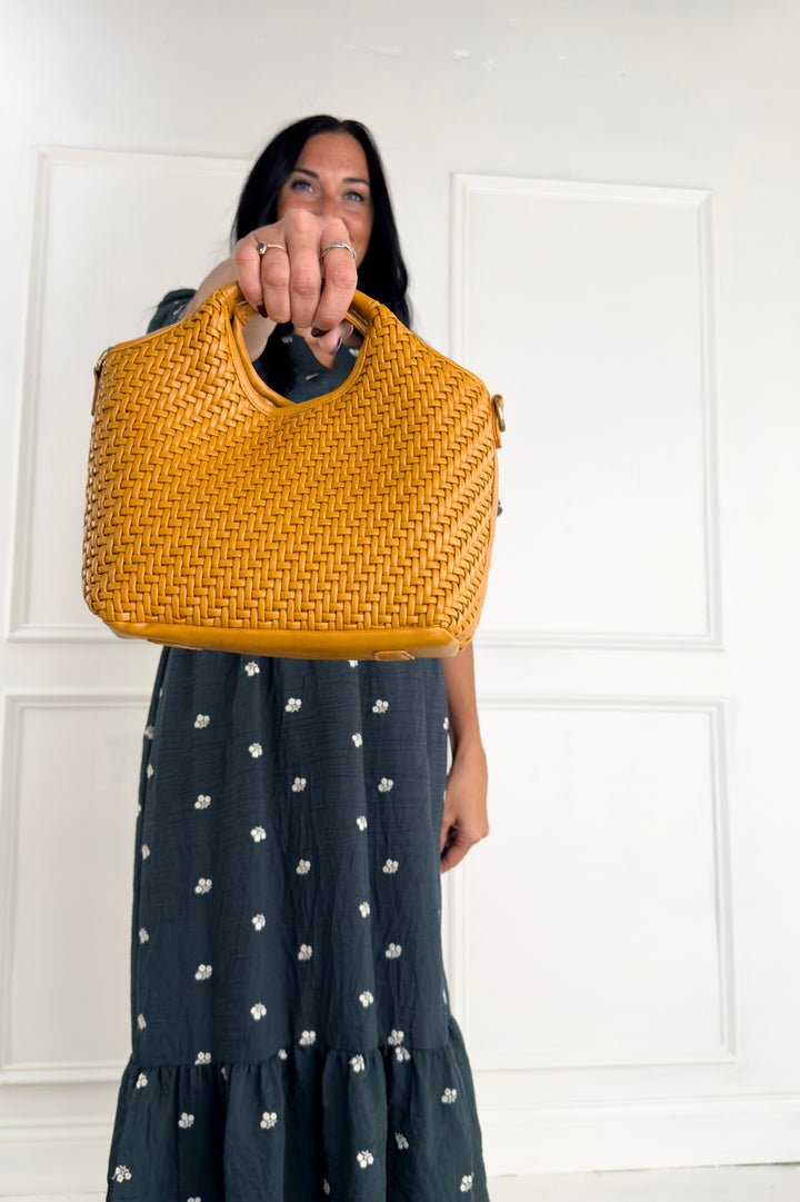Anika Woven Tote Crossbody Bag