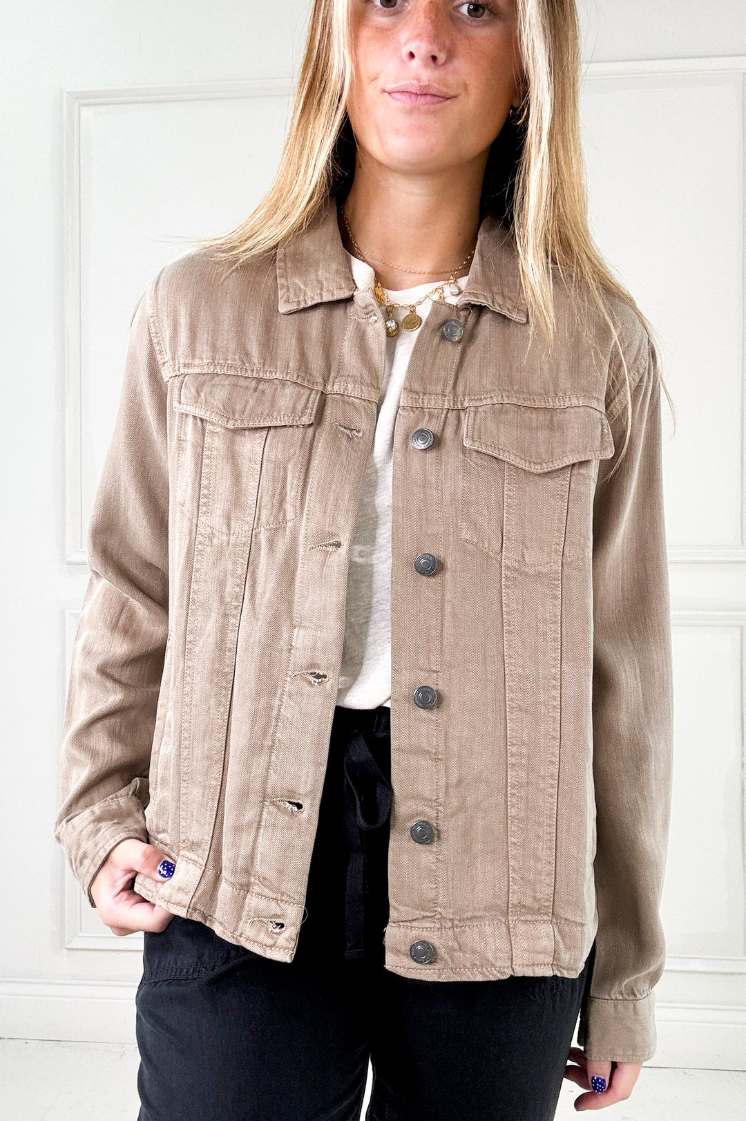 Thread & Supply Jackie Button Front Collared Denim Jacket