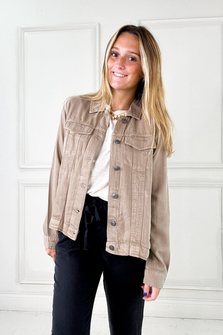 Thread & Supply Jackie Button Front Collared Denim Jacket