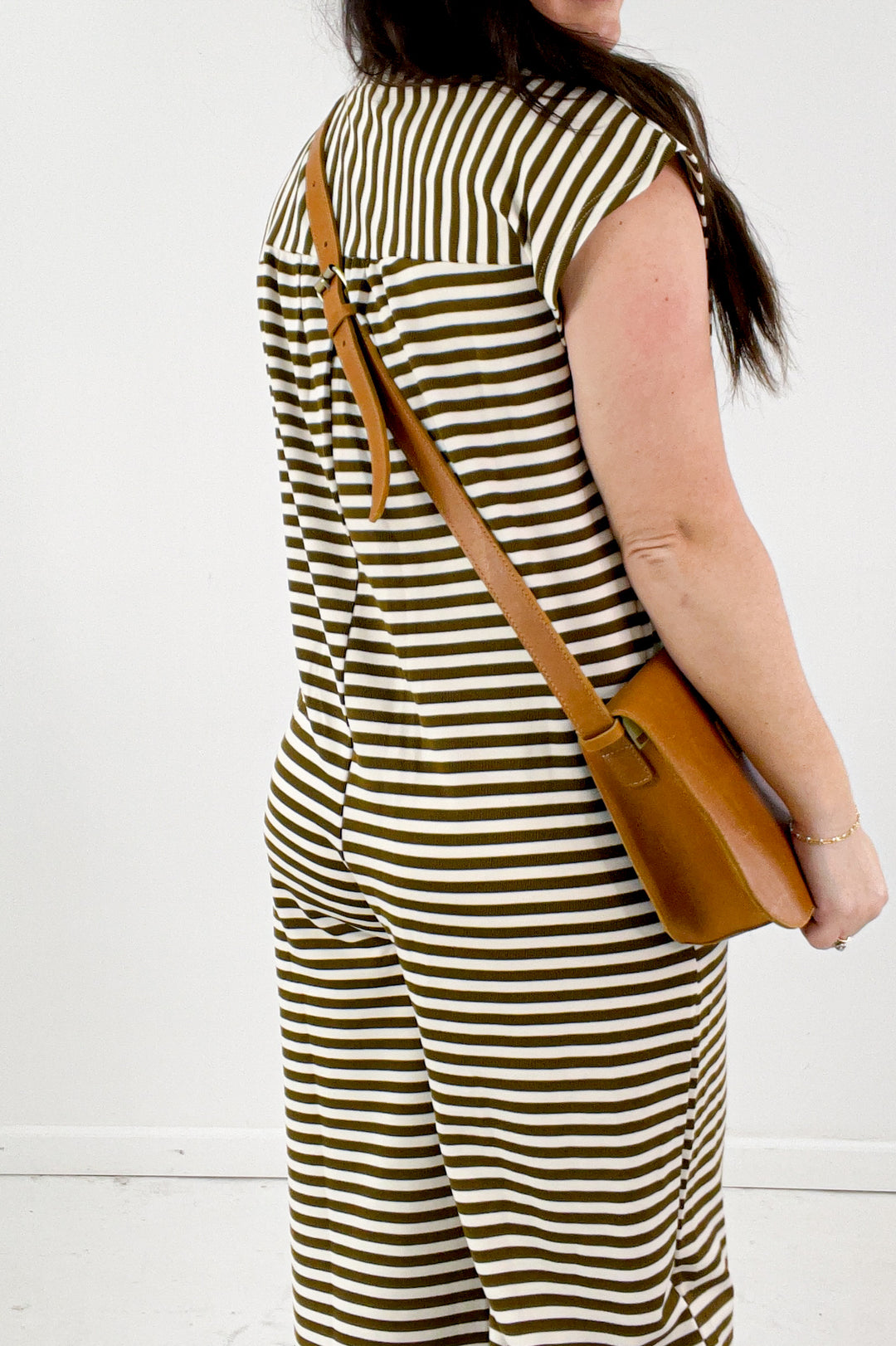 Wide Leg Stripe Button Down Jumpsuit