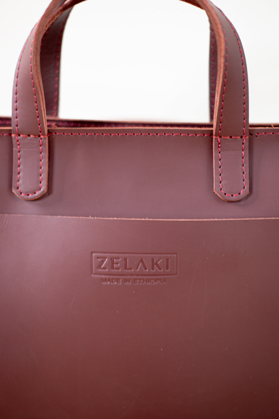Gondar Leather Hand Bag in Burgundy-  Zelaki Leather Co