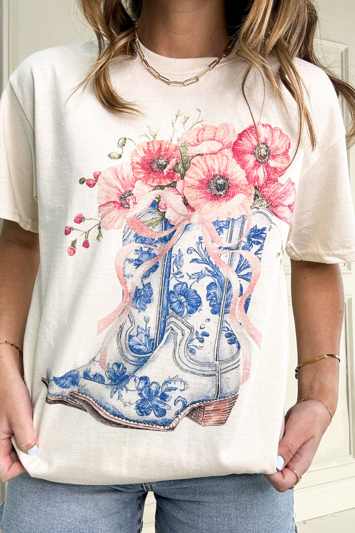Cowgirl Boots Wild Flower Graphic Tee