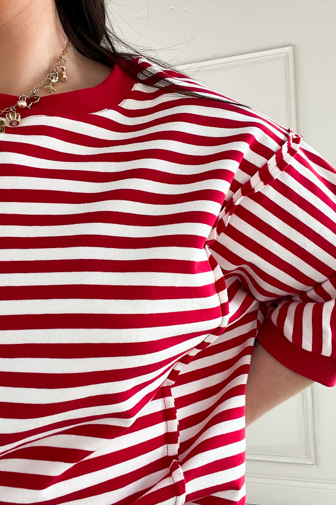 Striped 3/4 Sleeve Pullover Top