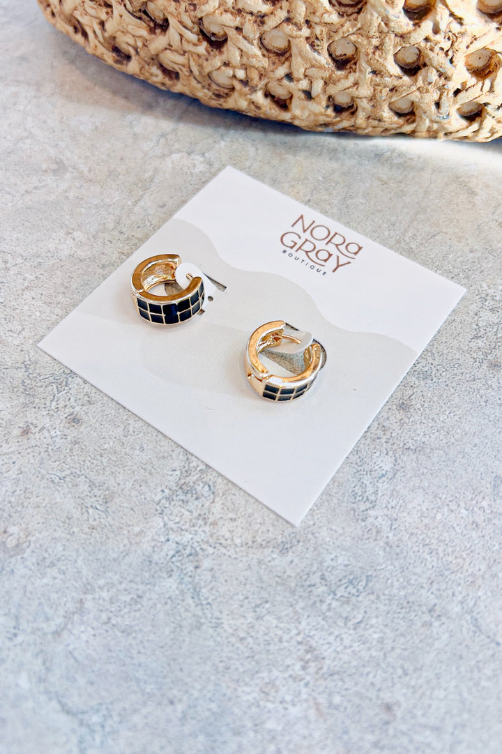 Checker Epoxy Huggie Hoop Earrings