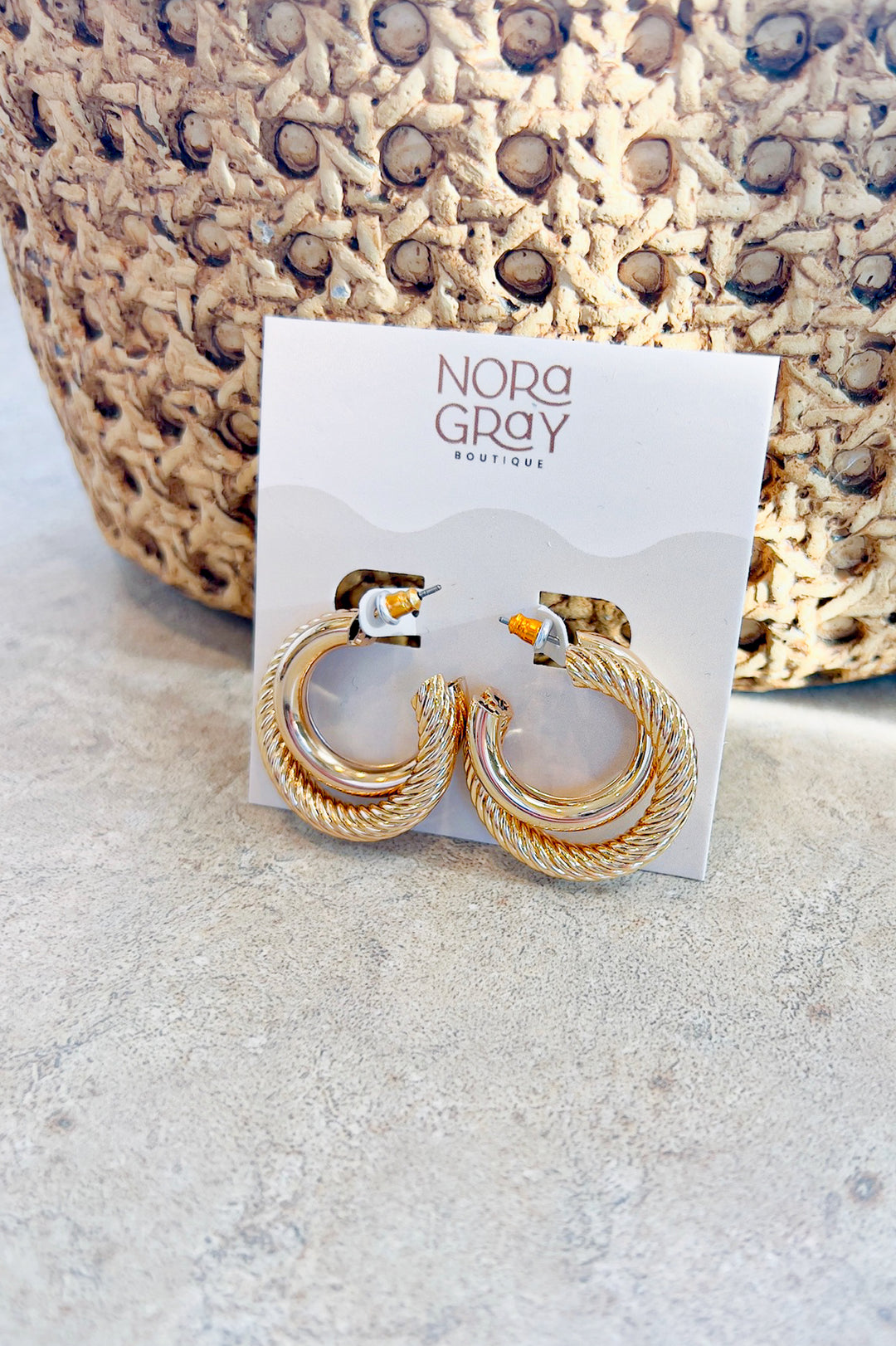 Bold Twist Rope Gold Intertwined Hoop Earrings