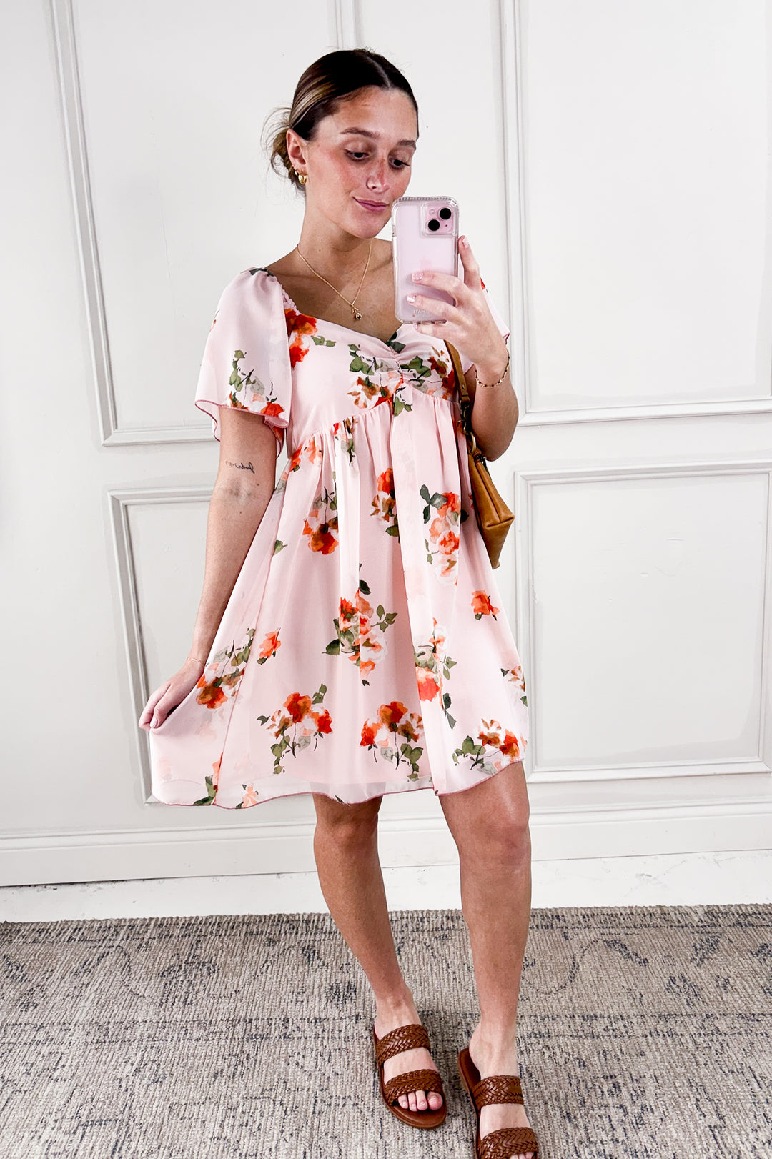 Sweetheart Floral Chiffon Dress