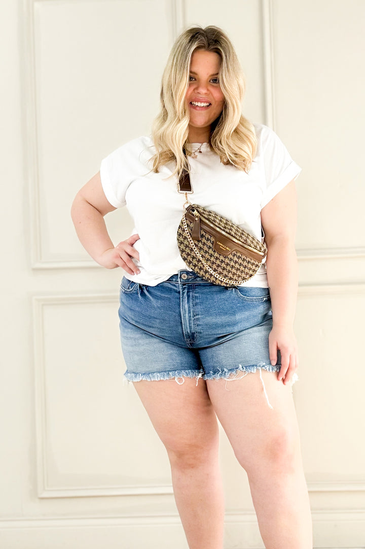 Mid Rise Raw Frayed Denim Shorts