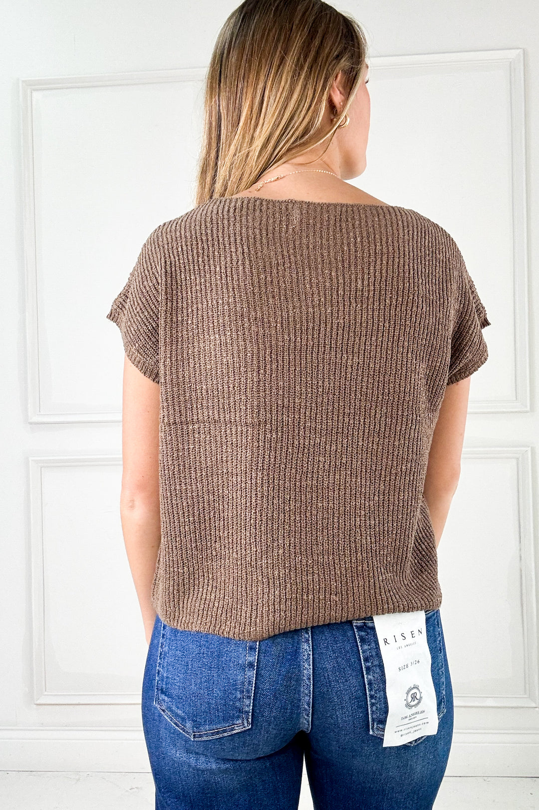 Patch Pocket Dolman Cap Sleeve Sweater Top