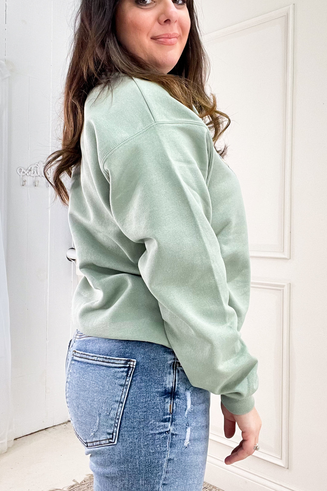 Quilted Embroidered Bow Sweatshirt