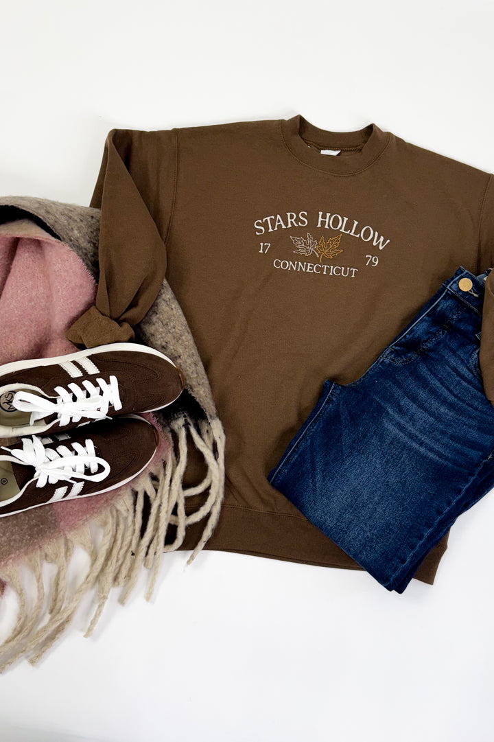 Embroidered Stars Hollow Graphic Sweatshirt