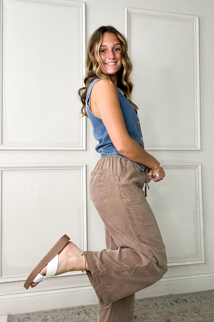 Tencel Drawstring Wide Leg Pants