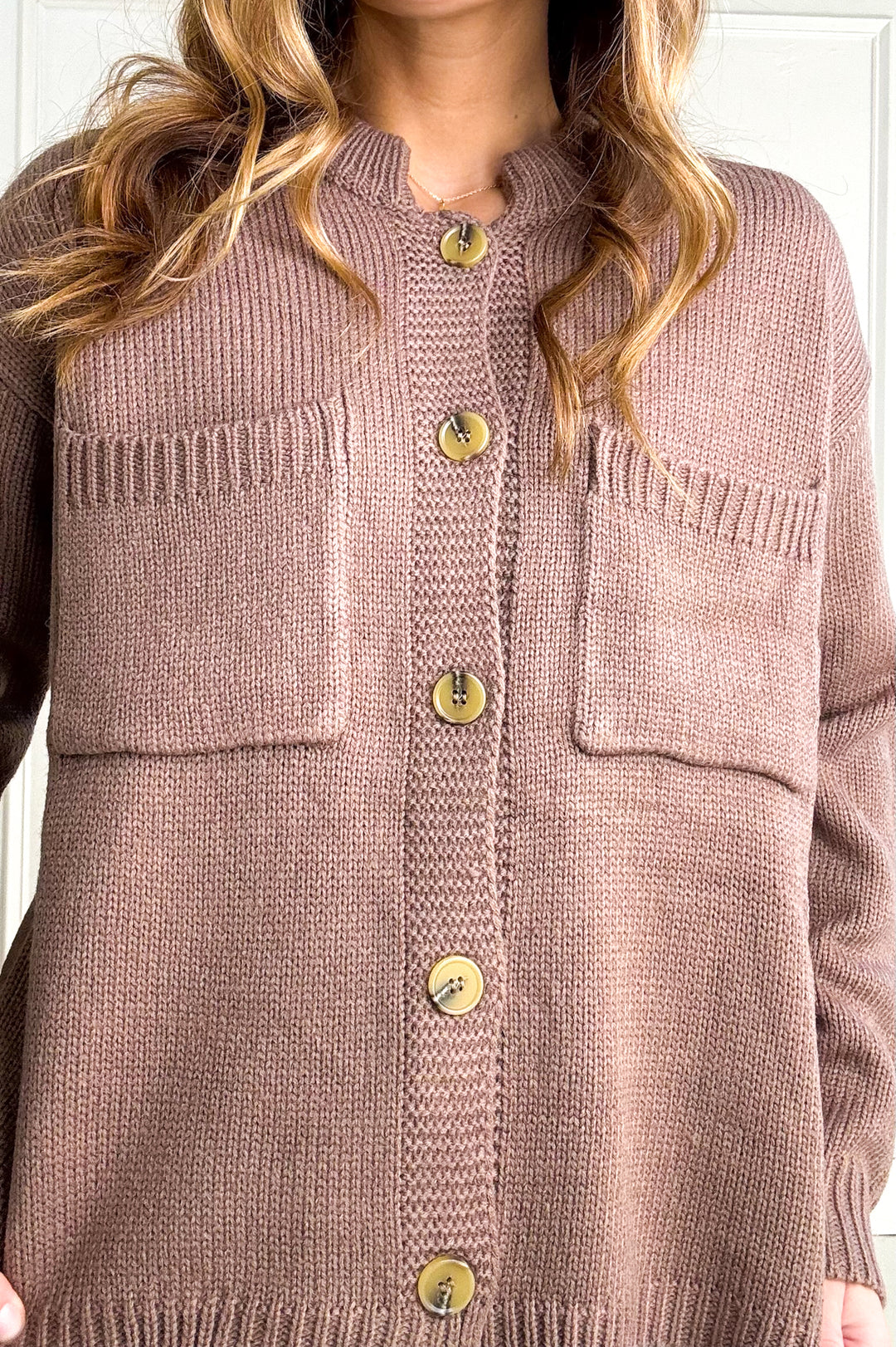 Mock Collared Button Down Sweater Cardigan