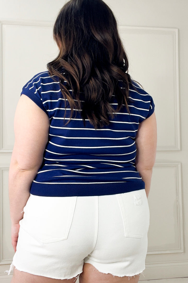 Stripe Short Sleeve Everyday Sweater Top