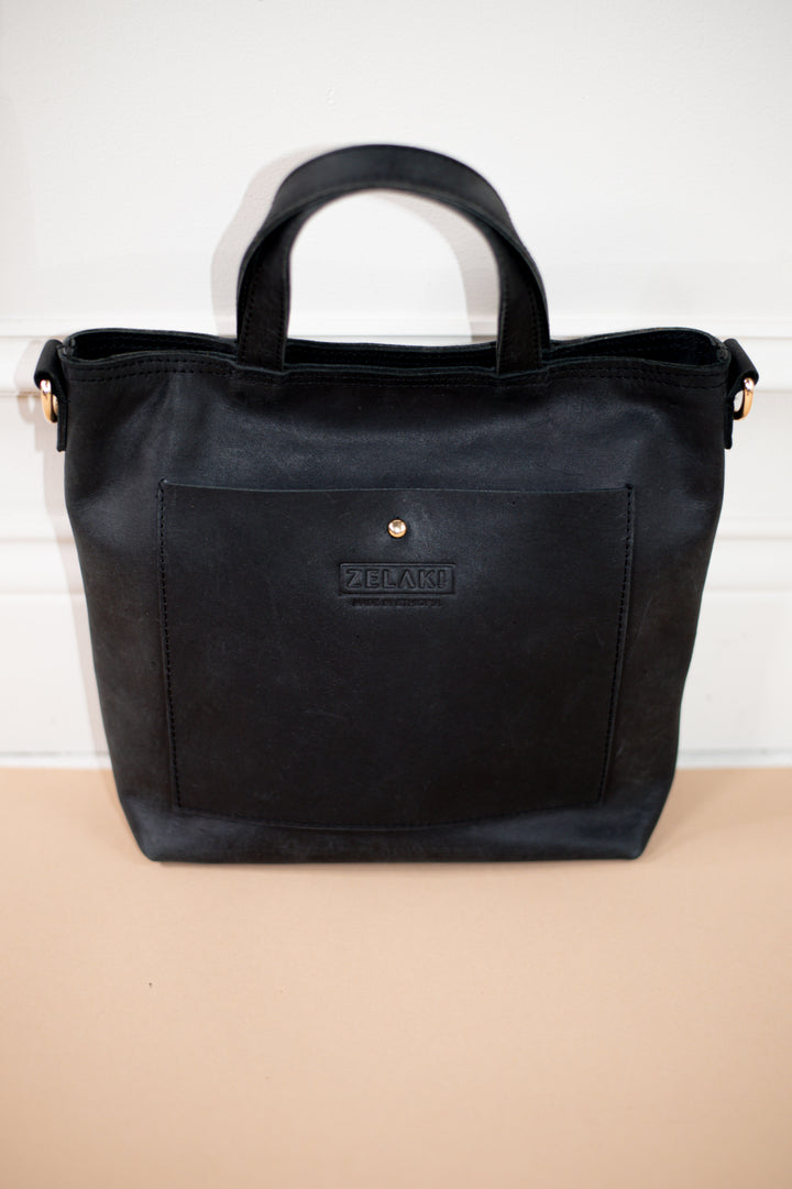 Zelaki Leather Co Gondar Leather Hand Bag in Black