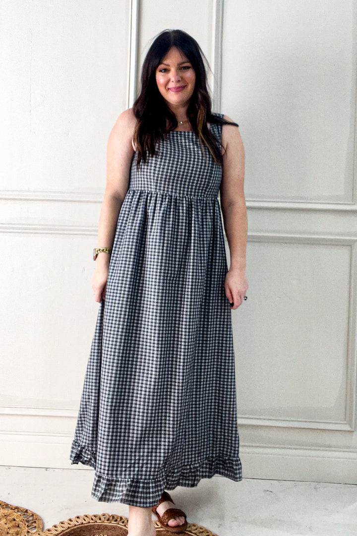 Midnight In The Garden Plaid Maxi Dress