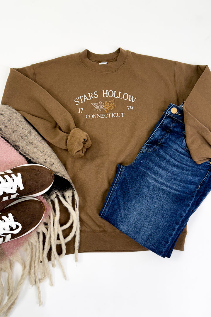 Embroidered Stars Hollow Graphic Sweatshirt