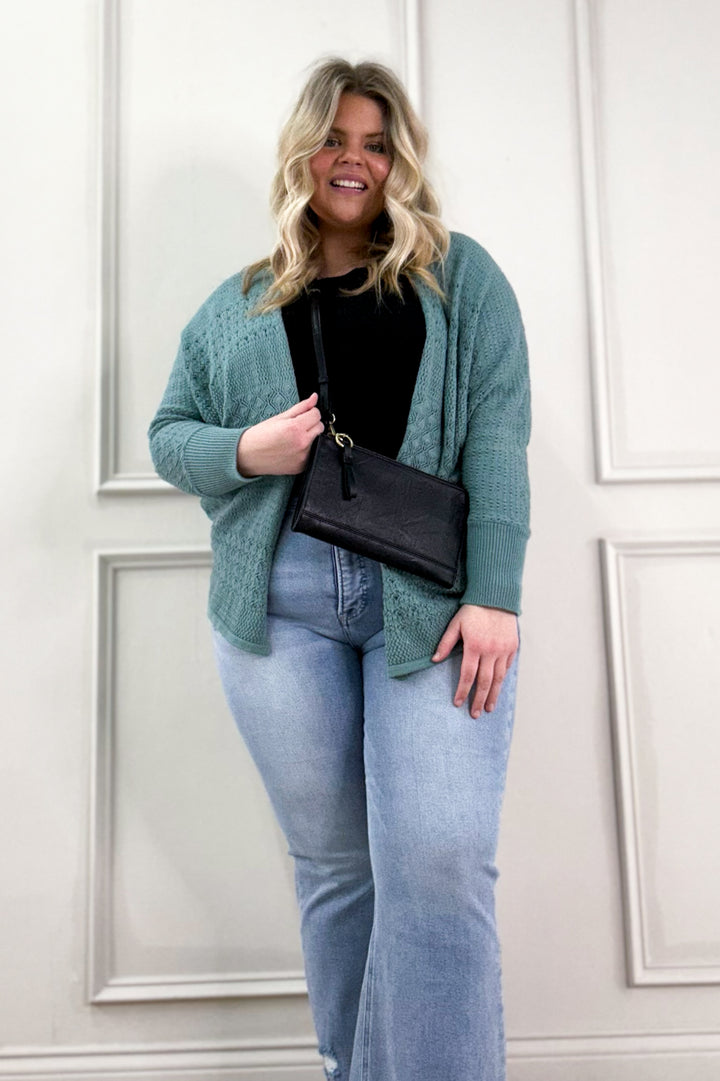 Crochet Knit Open Curvy Cardigan