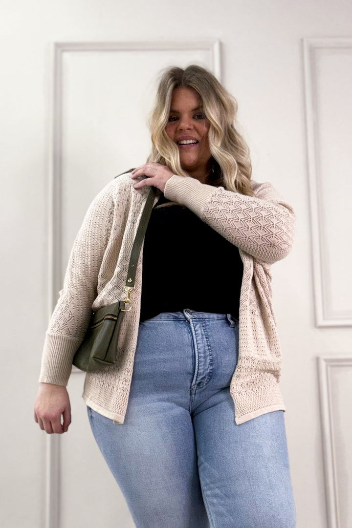 Crochet Knit Open Curvy Cardigan