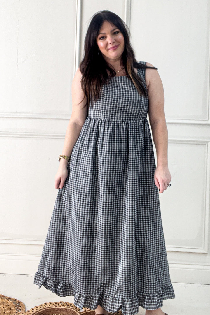 Midnight In The Garden Plaid Maxi Dress