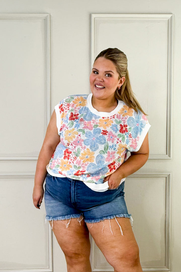 Floral Print Sweater Vest