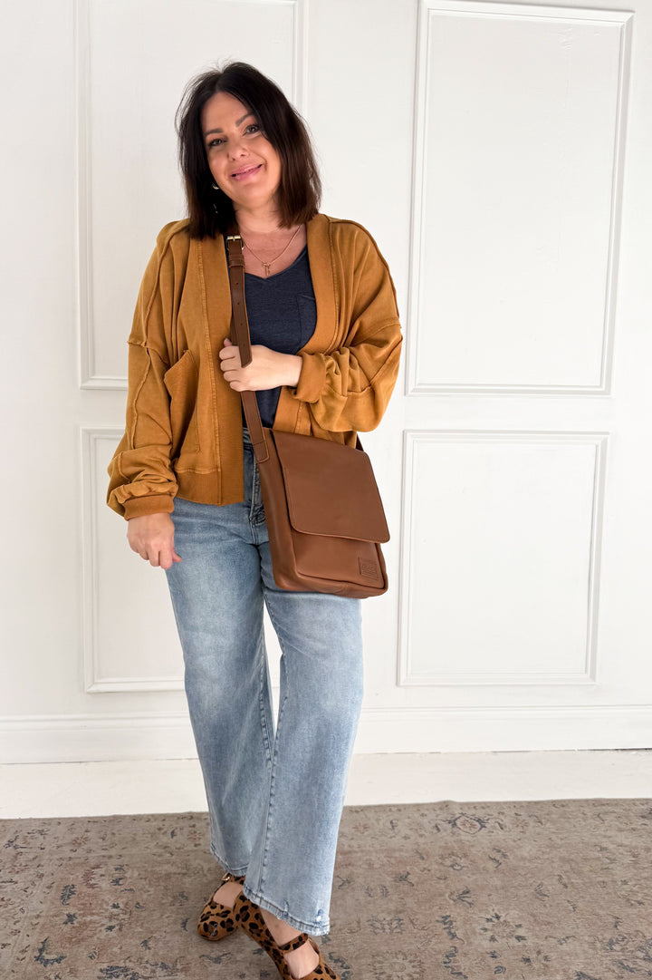 Mineral-Washed French Terry Cardigan