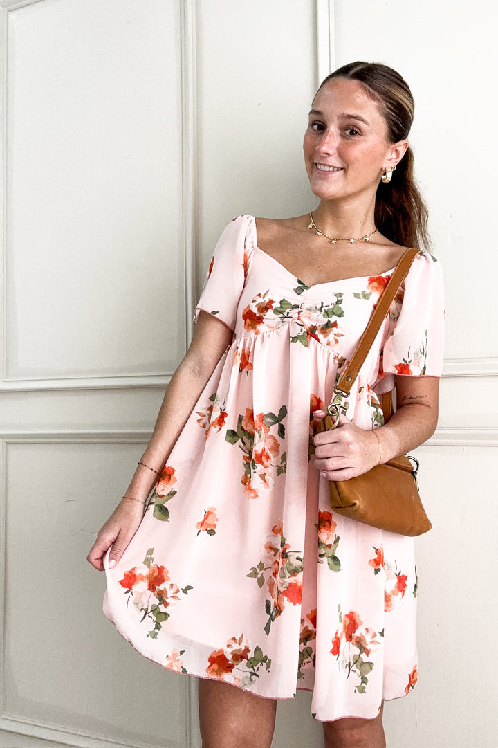 Sweetheart Floral Chiffon Dress