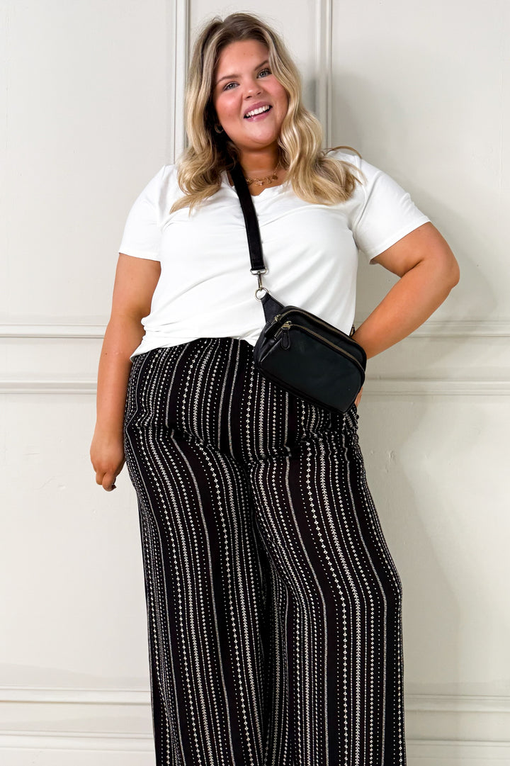 Flowy Wide Leg Printed Curvy Pants