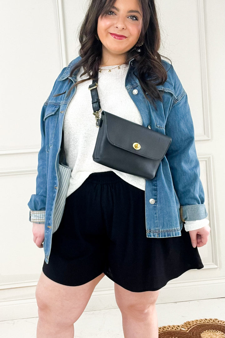 Woven Elastic Band Flowy Pocket Shorts