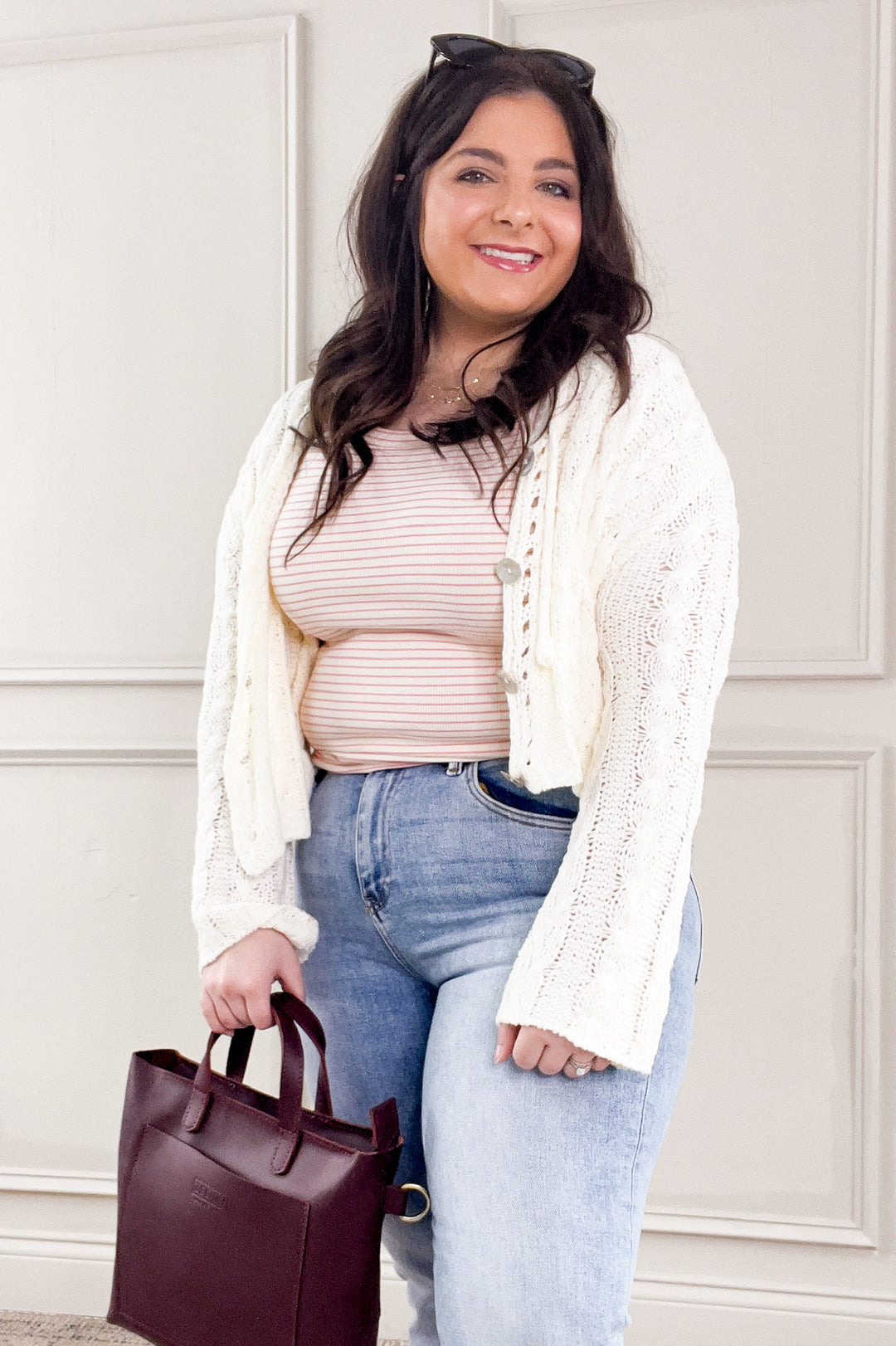 Loose Knit Button Up Crop Cardigan