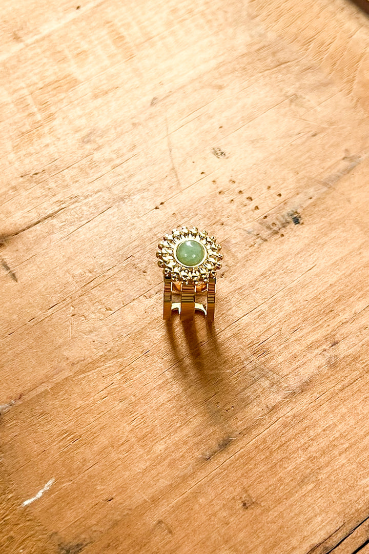 Green Gemstone Gold Non-Tarnish Ring
