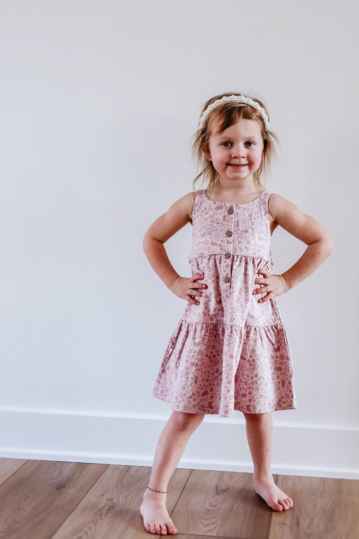 Birds & Butterflies Kids Tiered Dress