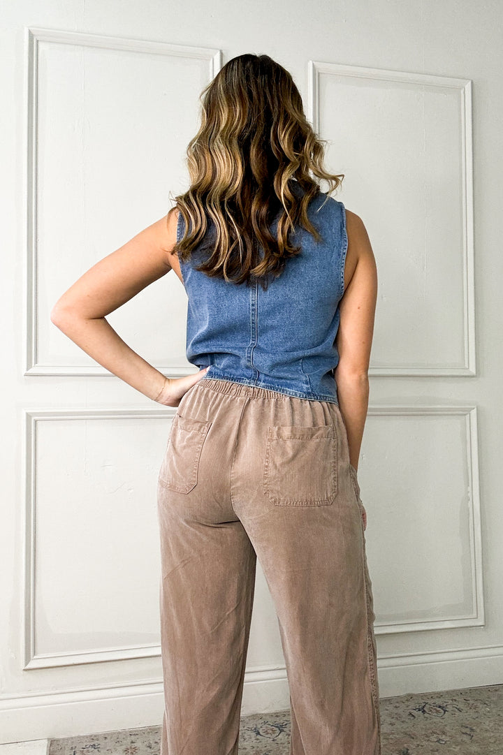 Tencel Drawstring Wide Leg Pants