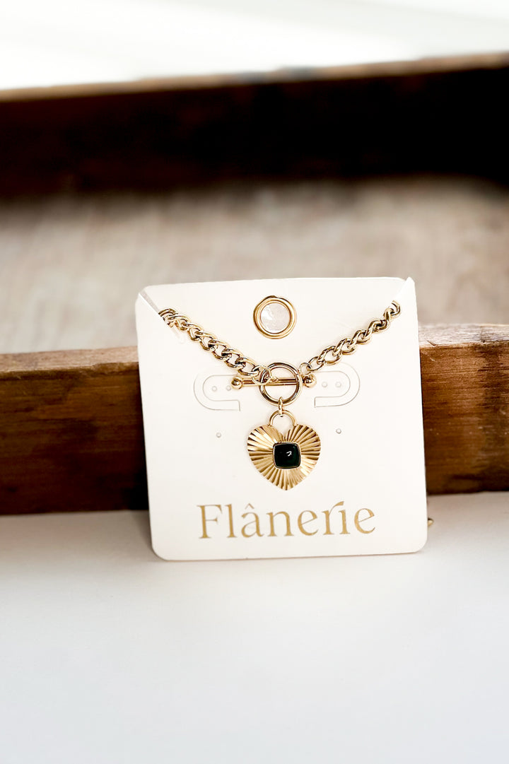Green Heart Chain 18K Gold Necklace