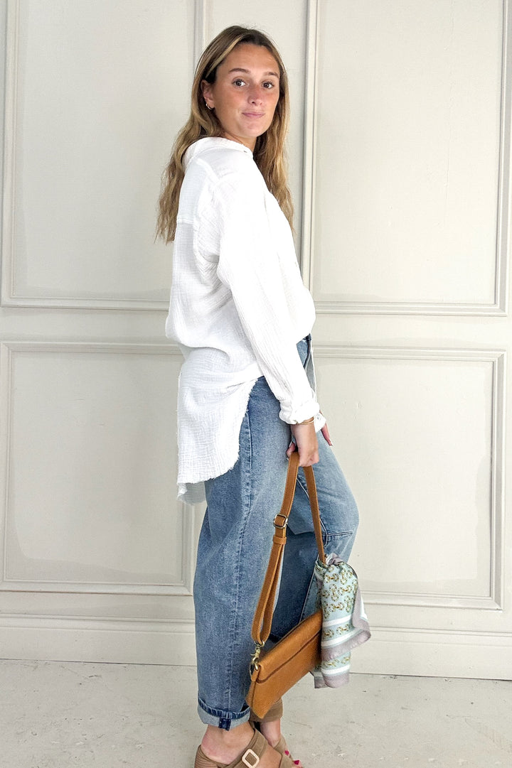 Soft Wash Crinkle Gauze Button Down Shirt