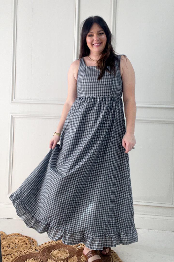 Midnight In The Garden Plaid Maxi Dress