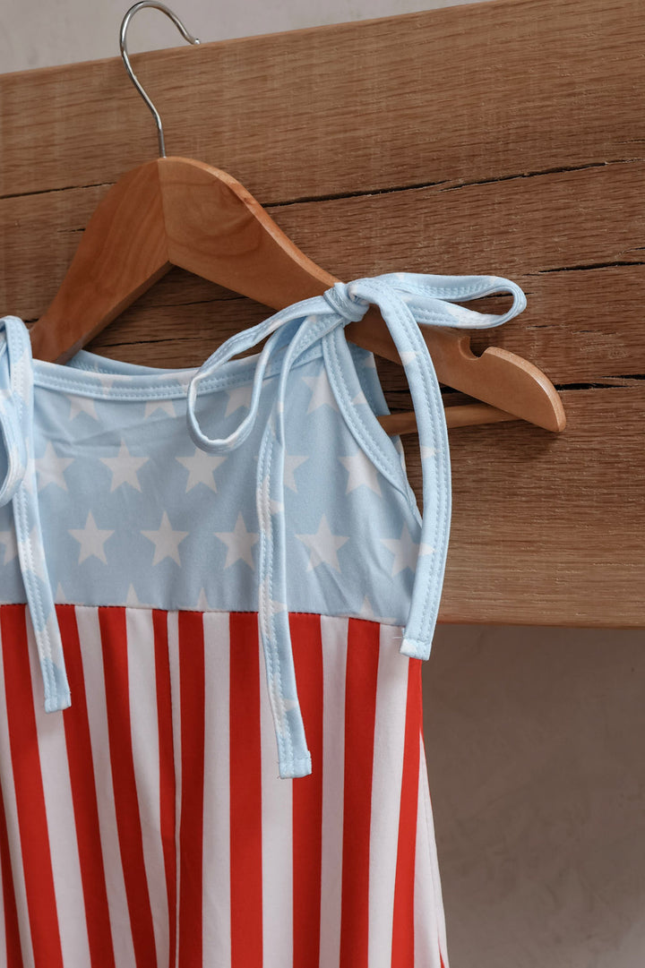 Girls 4th of July Stars Bell Bottom Jumpsuits