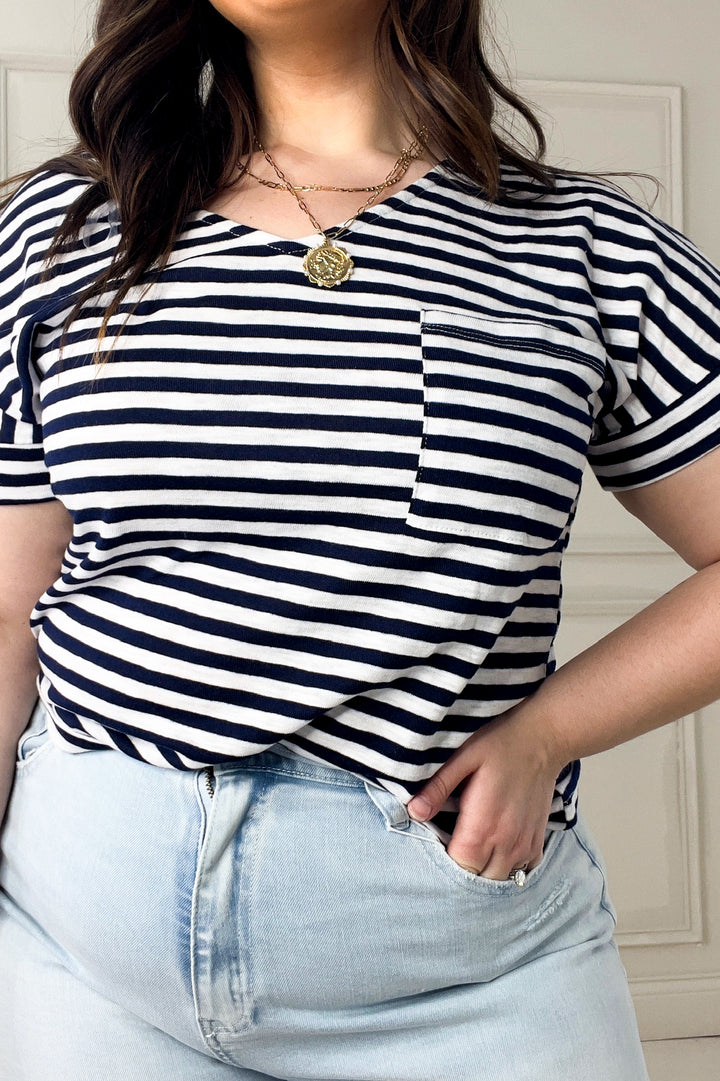 Short Sleeve Chest Pocket V-Neck Shirt