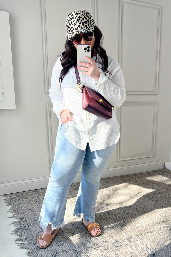 Soft Wash Crinkle Gauze Button Down Shirt