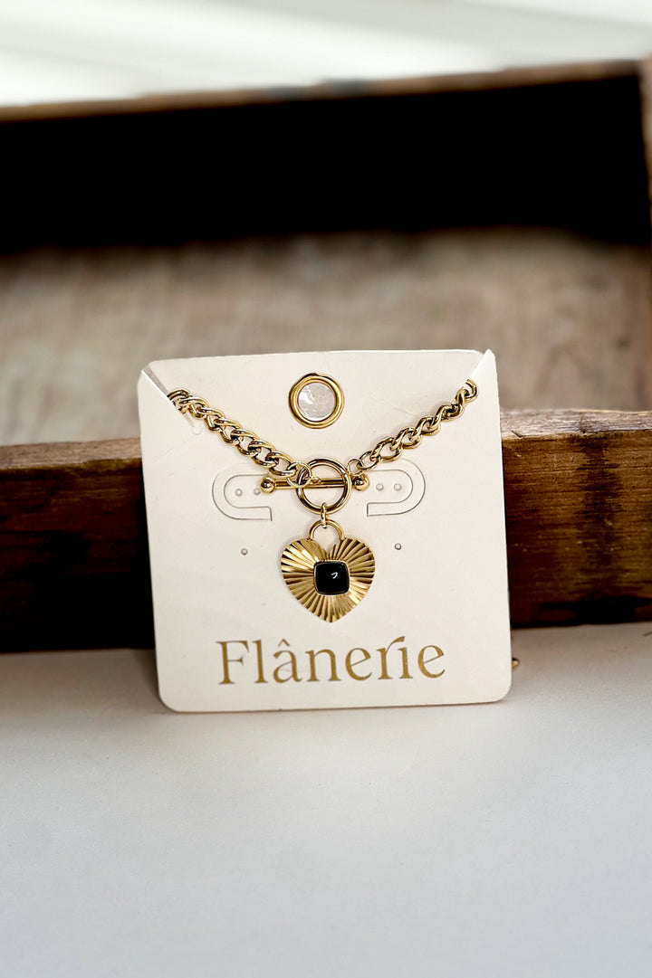 Green Heart Chain 18K Gold Necklace