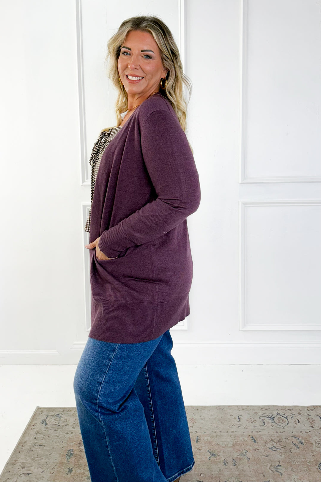 Wool Blend Open Front Cardigan