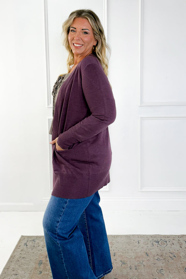 Wool Blend Open Front Cardigan